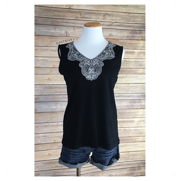 Karen Scott Tops - KAREN SCOTT sleeveless embellished v-neck